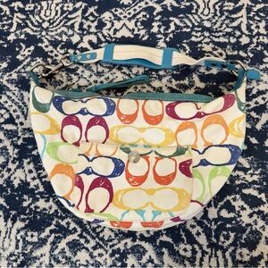 Coach Multicolor Scribble Logo Hampton Hobo Medium Shoulder Bag Y2k 2000's 5358